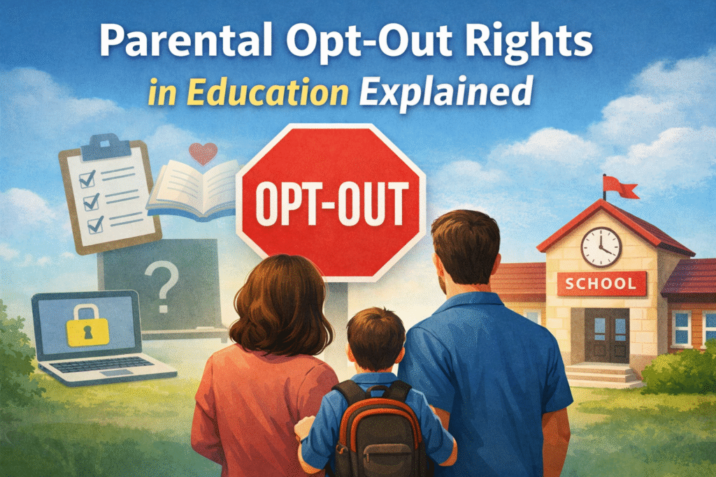 Parental opt-out rights in education showing parents making informed school choices