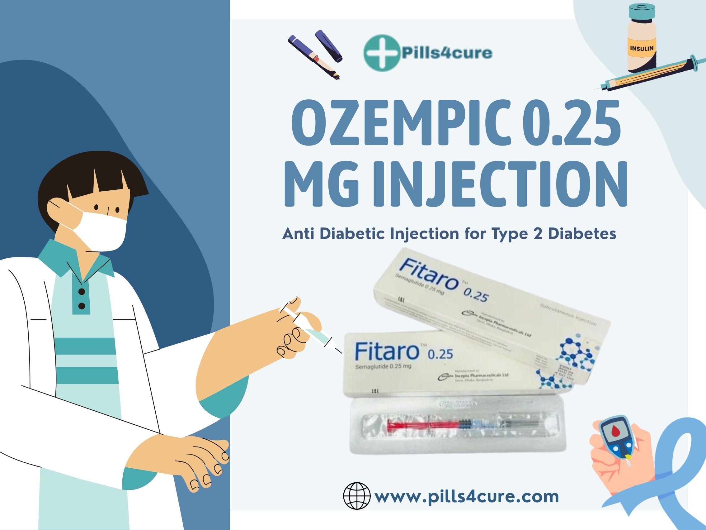 Ozempic 0.25 mg Semaglutide injection pen for type 2 diabetes and weight loss treatment in the USA