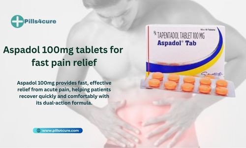 Aspadol 100mg tablet used for fast relief from severe pain, containing Tapentadol to manage chronic pain, nerve pain, and post-surgical discomfort.